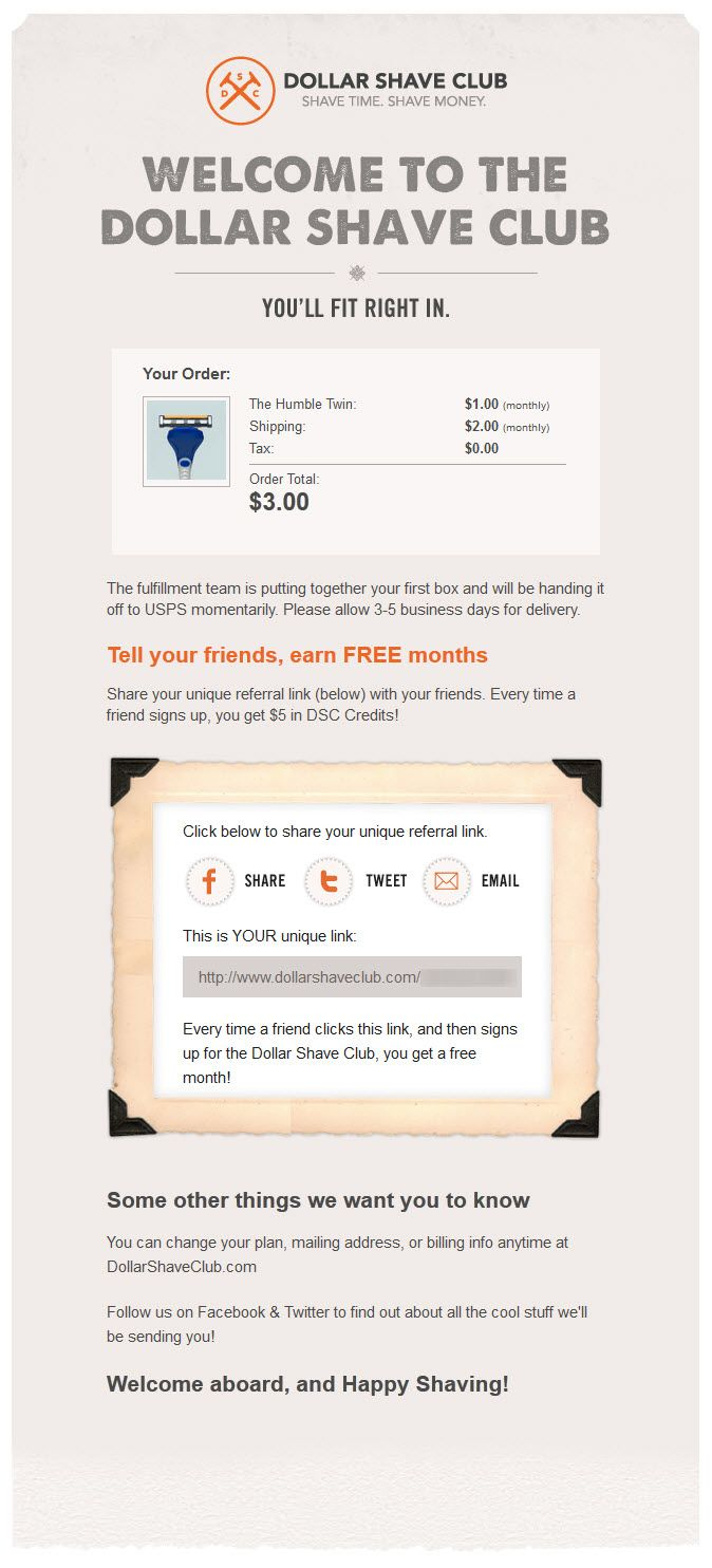 Referral program receiving the referral link from DSC