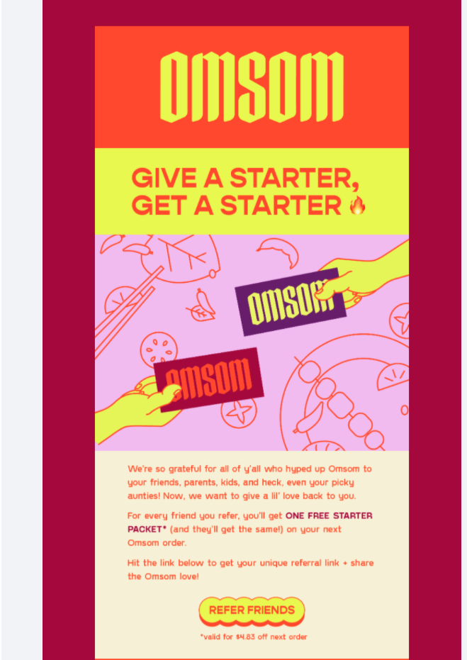 Omsom referral email copy