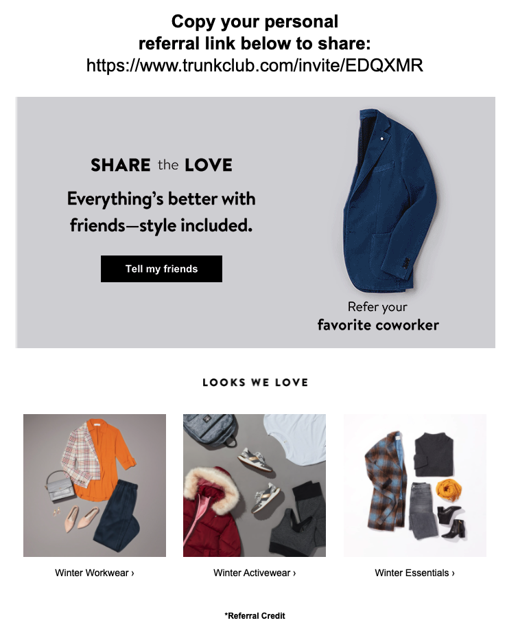 Copy the referral link page