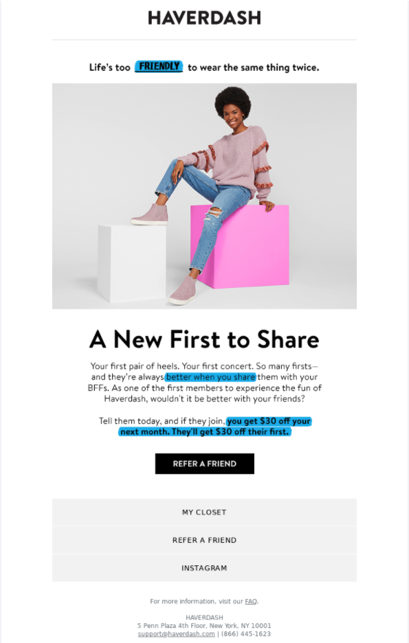 Haverdash referral program email