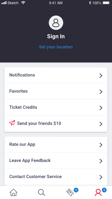 VividSeats referral program promo on the mobile app