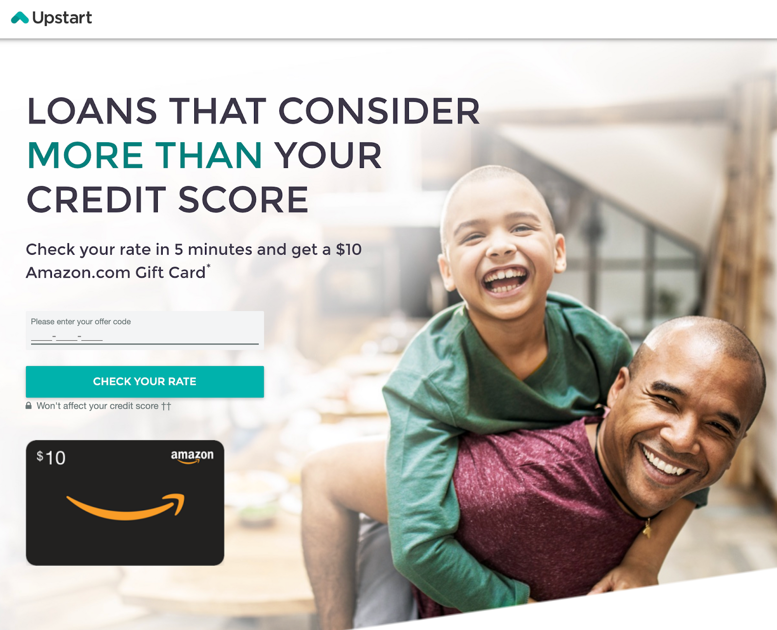 Upstart sing Amazon gift cards as incentive