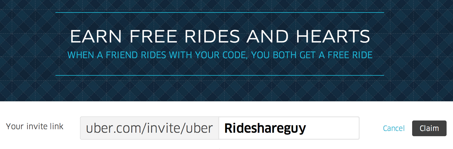 Example of a personalized code from uber