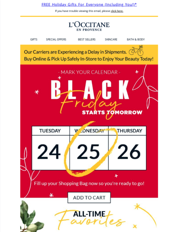L'Occitane black friday campaign
