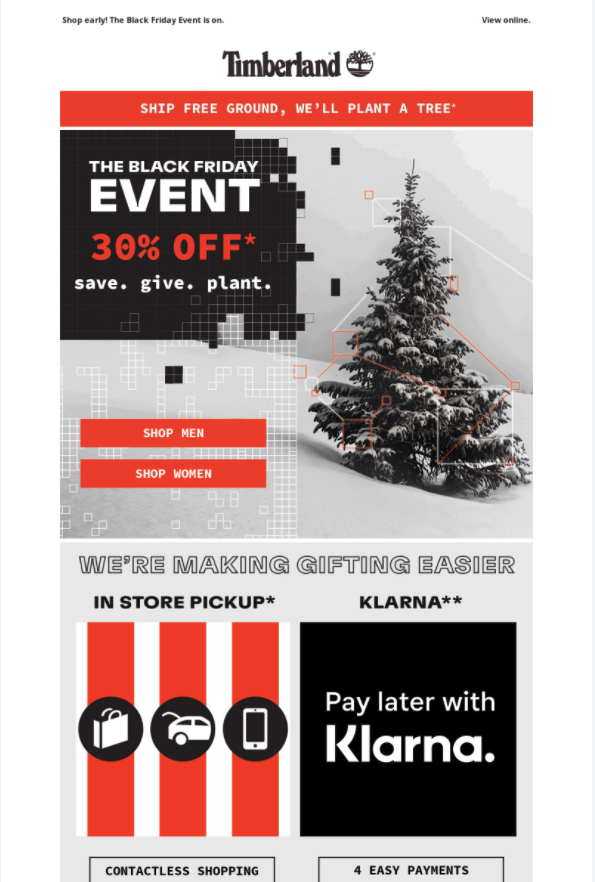 Timberland Black Friday discount email