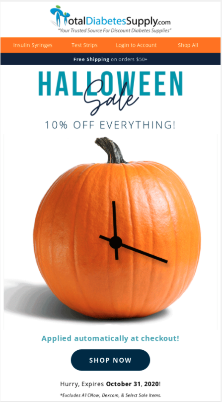 Total Diabetes Supply Halloween 10% off everything