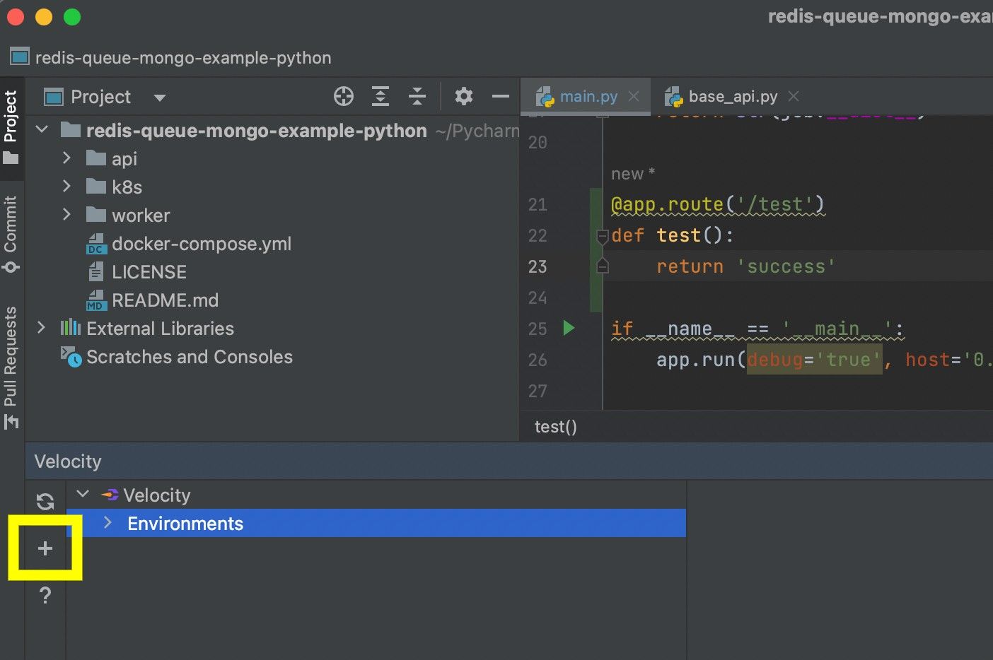 IDE screenshot with Velocity