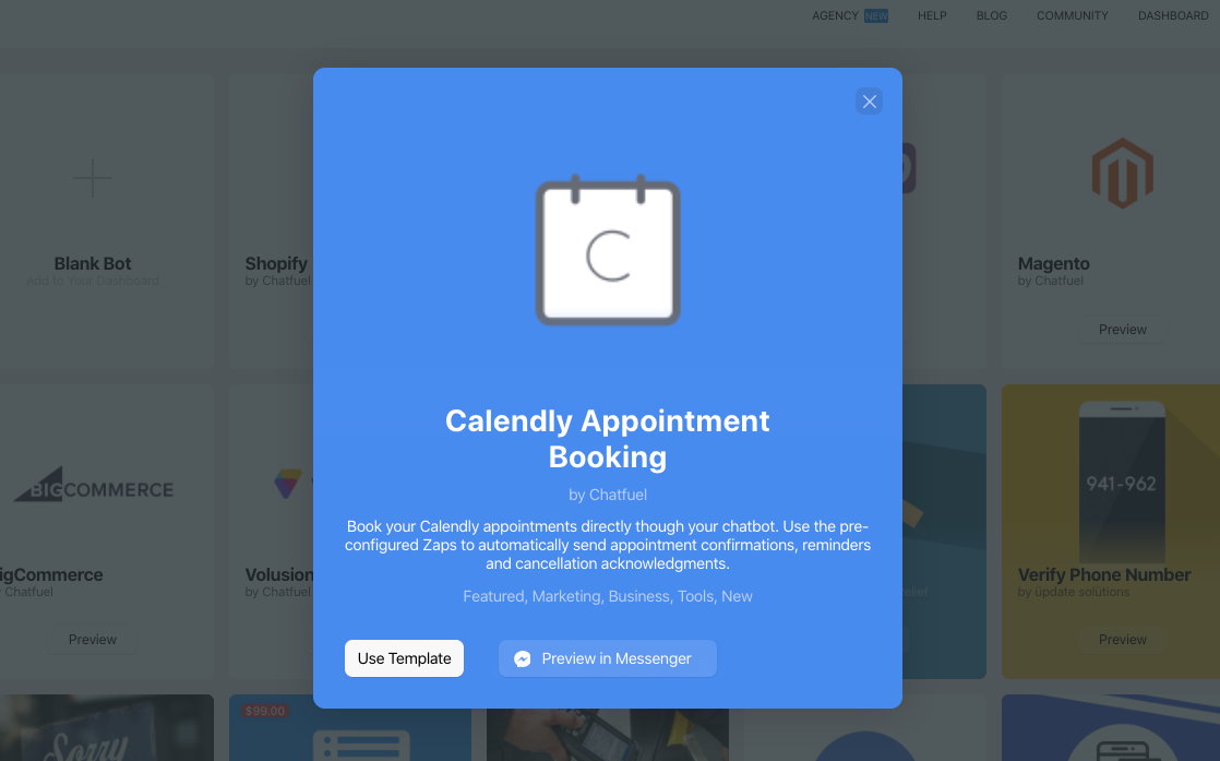 Calendly chatbot template
