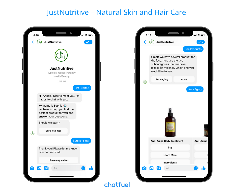 chatbpt for ecommerce store for all-natural hair/skin products