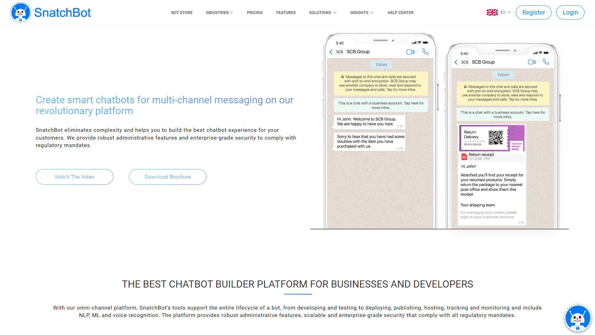 Snatchbot landing page