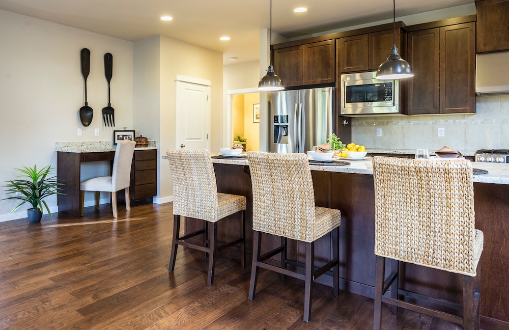 Custom Brown Kitchen Desk Area Cabinets Tampa