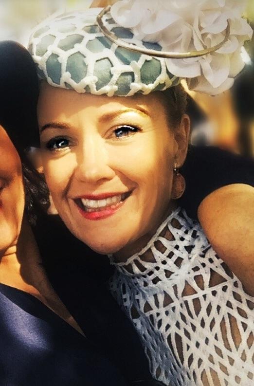 Stephanie with her white headpiece