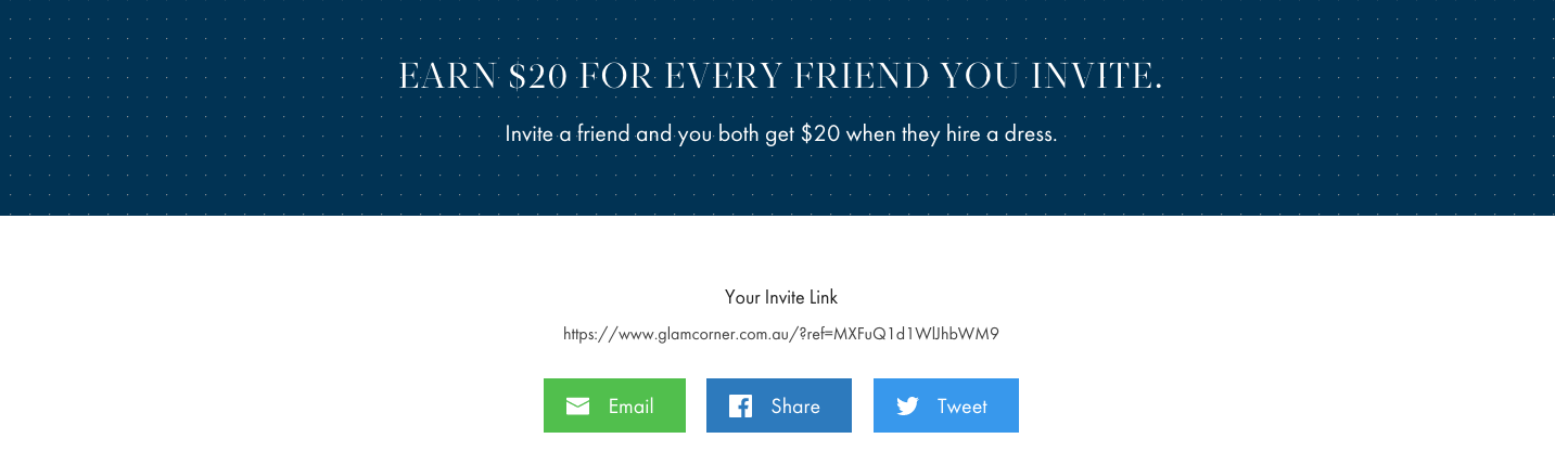 GlamCorner - Invite A Friend Landing