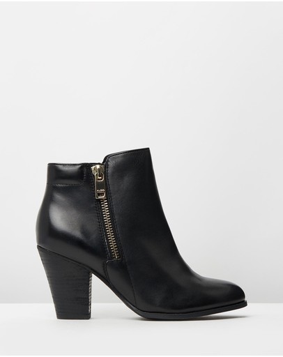 black leather ankle boots