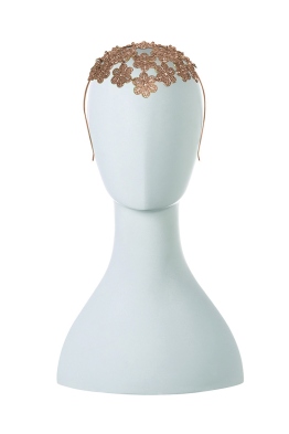 Olga Berg - Reyna Floral Metal Headband - Rose Gold - Front