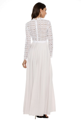 Self Portrait - Pleated Crochet Floral Maxi Dress - Front