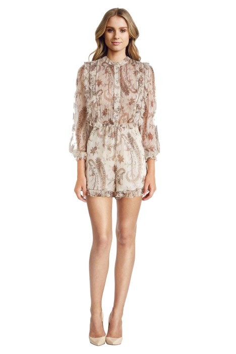 Zimmermann - Mischief Frill Paisley Playsuit - Front