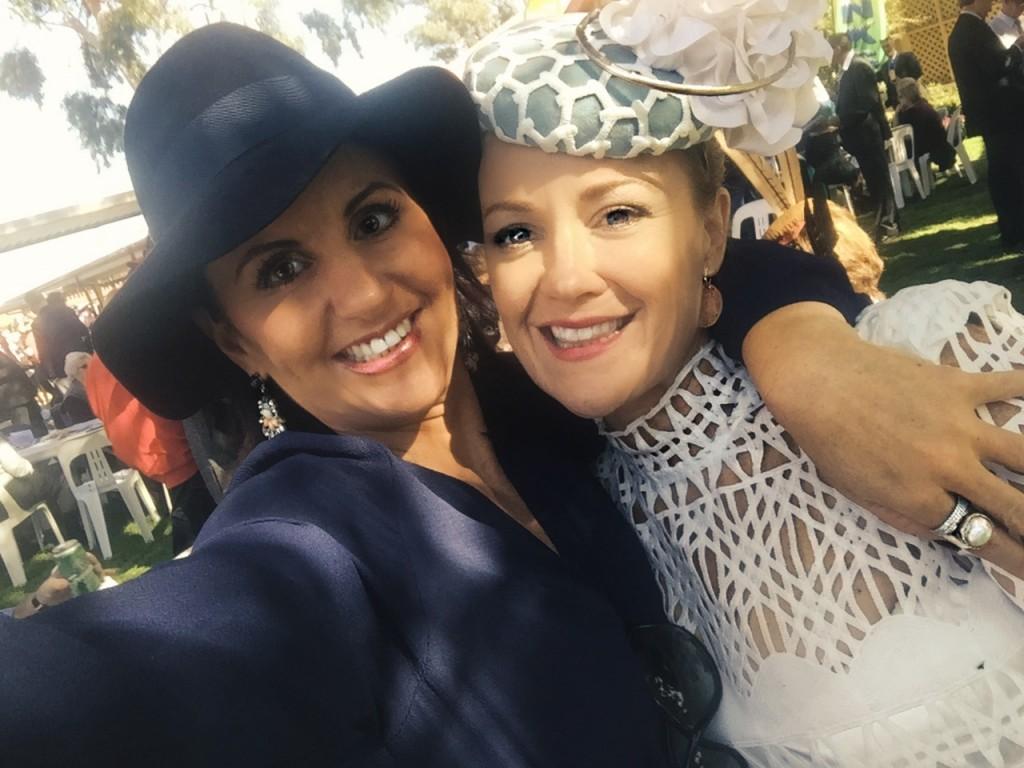 Stephanie with her friend in Navy Blue