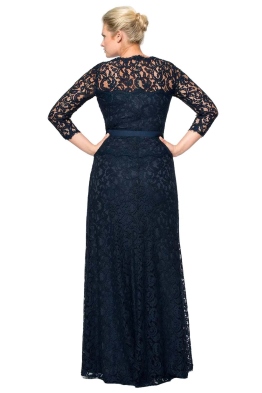 Tadashi Shoji - Lace Boatneck ¾ Sleeve Gown - Front