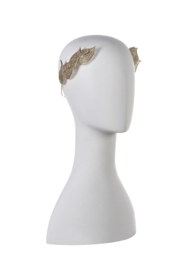Olga Berg - Gold Filagree Leaf Metal Headband - Front