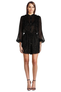 Zimmermann - Mischief Frill Playsuit - Front - Black