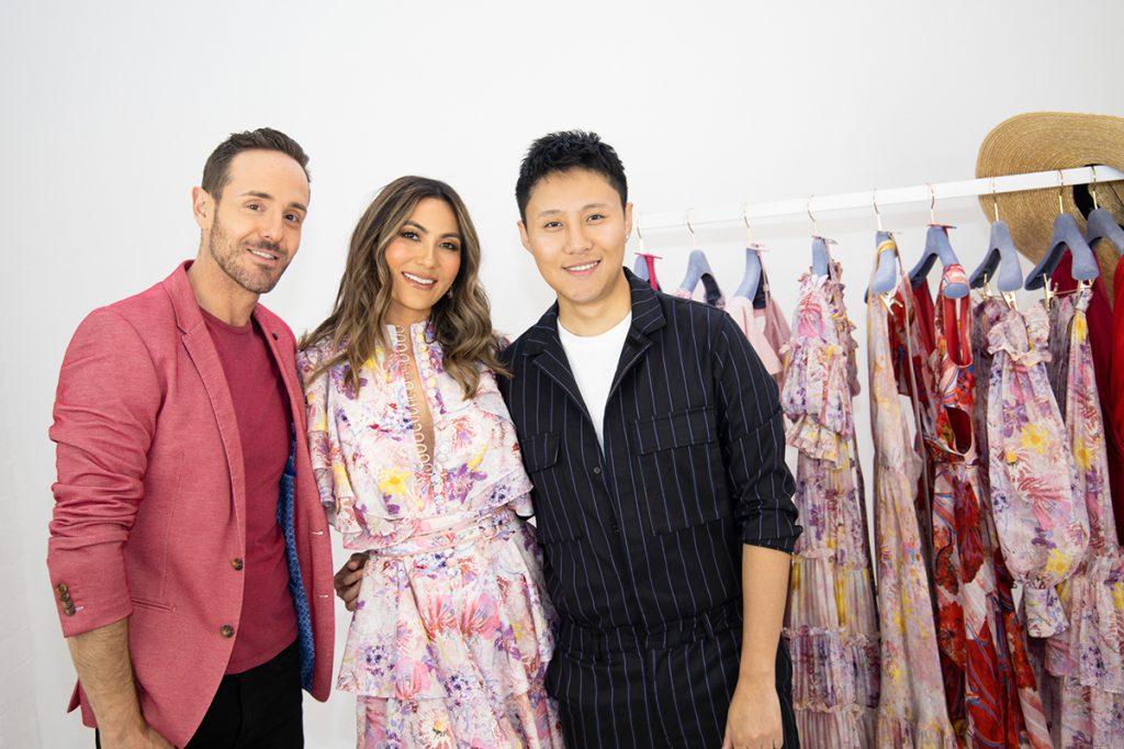 Donny Galella, model and Leo Lin posing