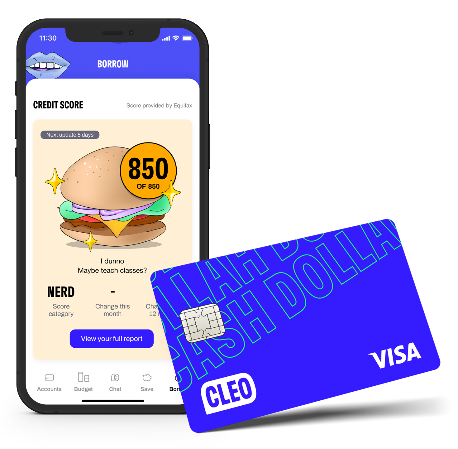 The credit builder card with your credit score in app.