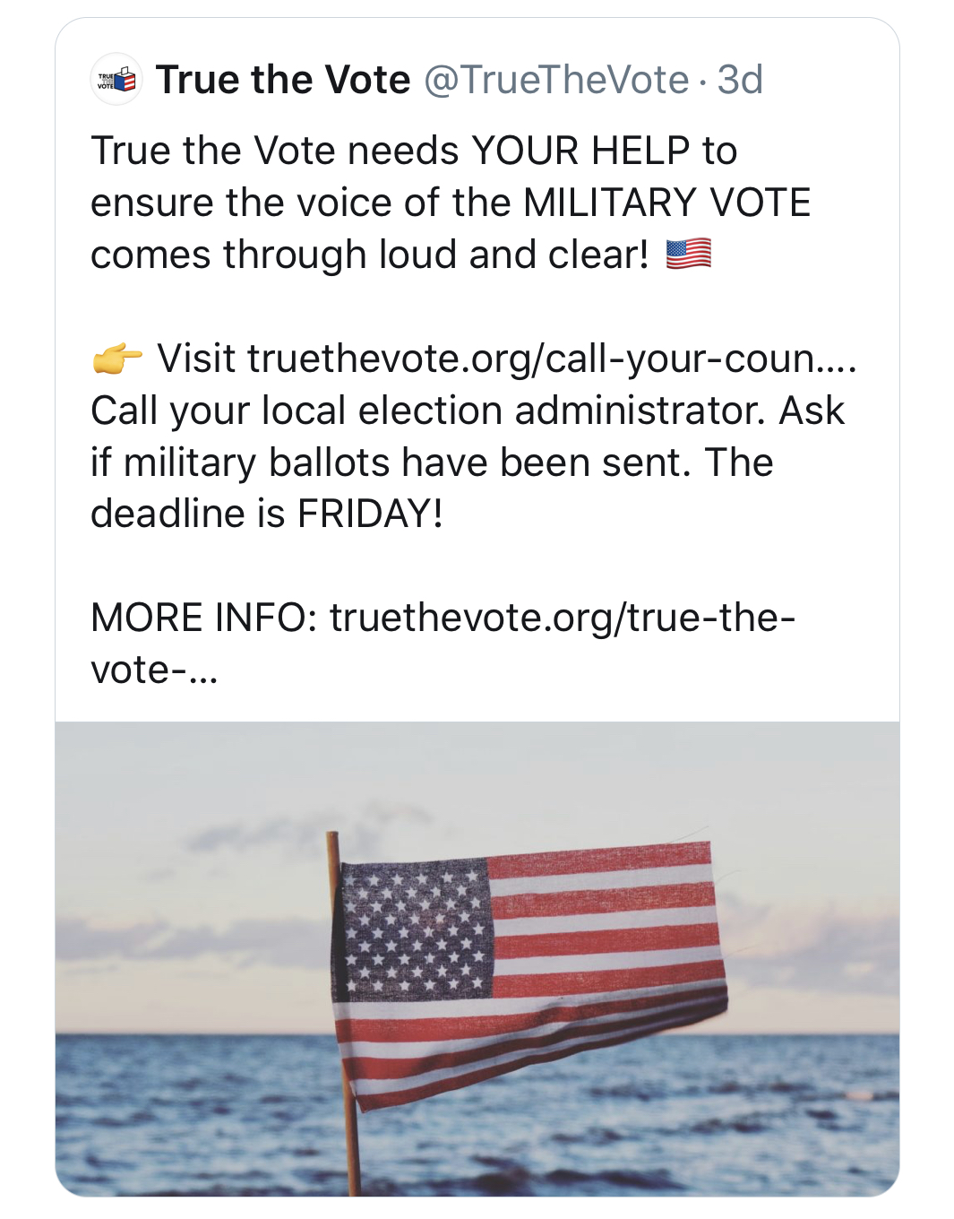 President Trump Mentions True the Vote on Twitter