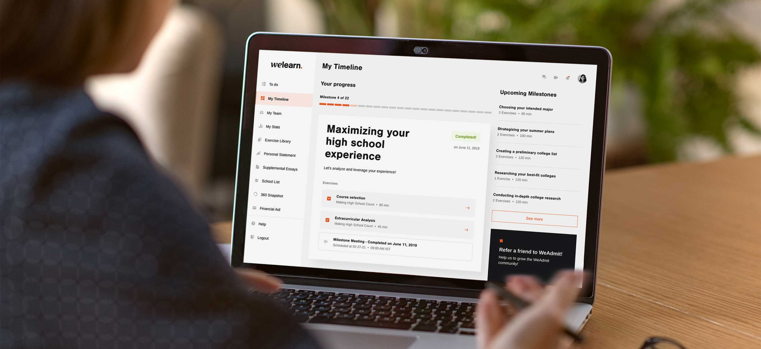 welearn app screen designed by zypsy
