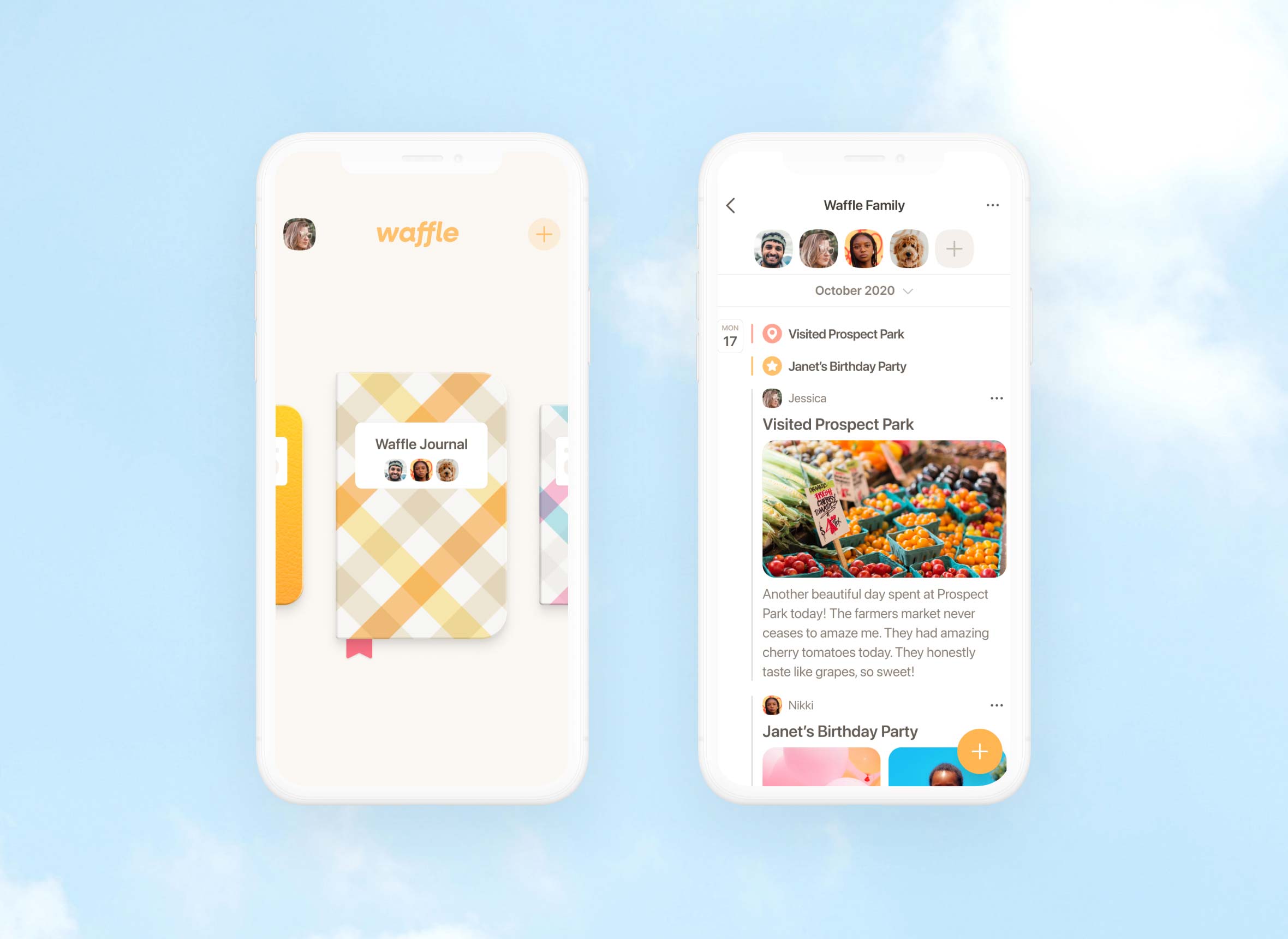 waffle app screens designed by zypsy