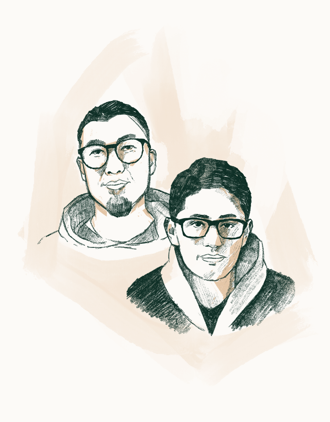 Satoru Steve Naito and Koichi Tanaka sketch illustration