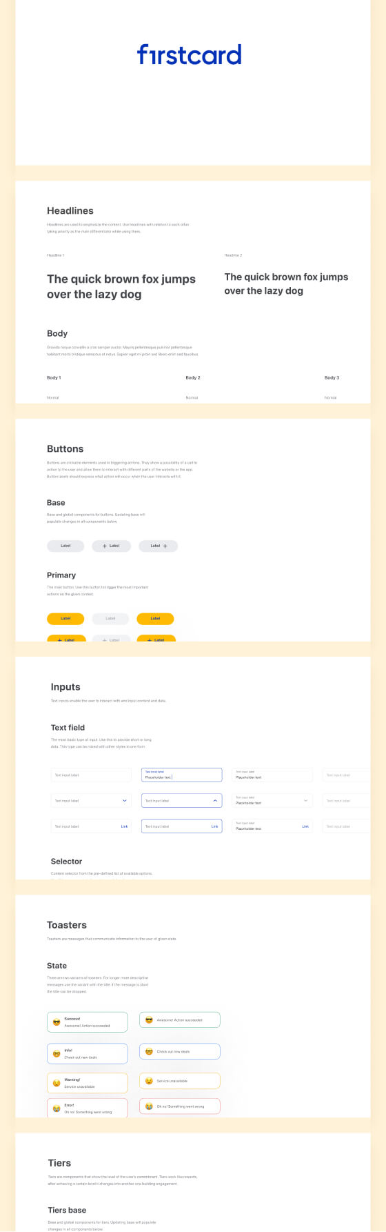 Firstcard Style system elements created by Zypsy