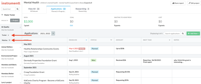 Matches and Tracker