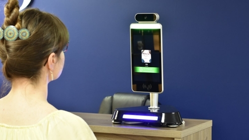 temperature scanner in lobby
