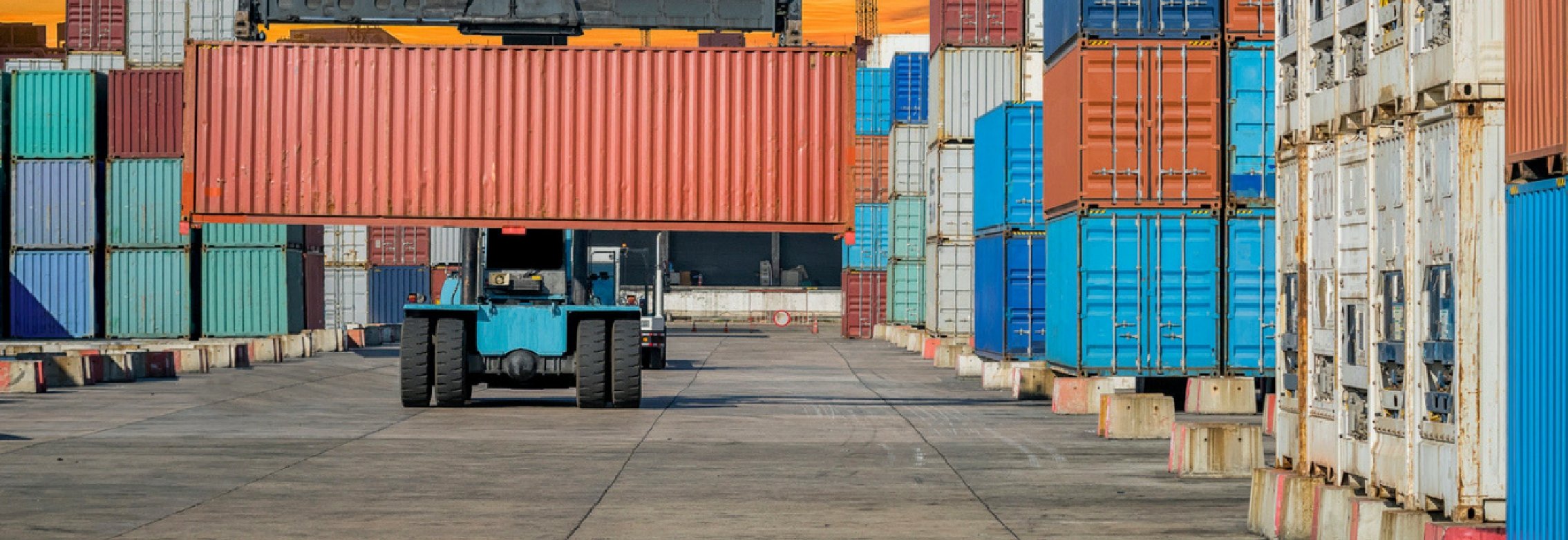 Shipping containers in lot