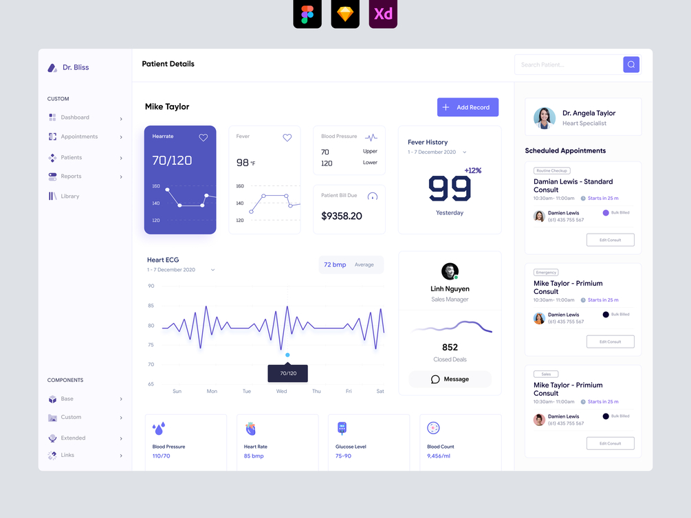 Patient Management Dashboard UI