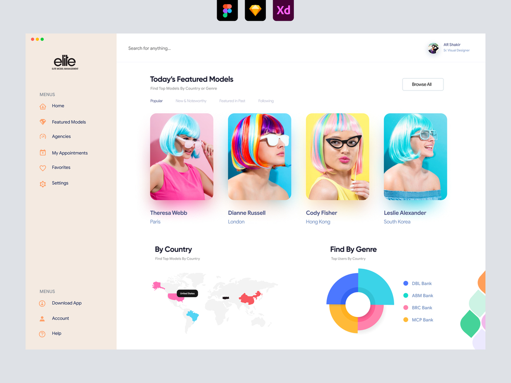Elite - Model Agency Dashboard UI