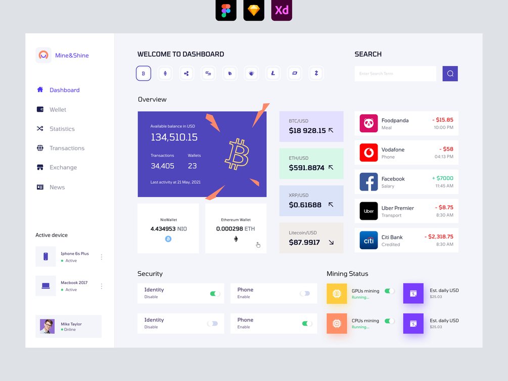 Mining Dashboard UI Concept