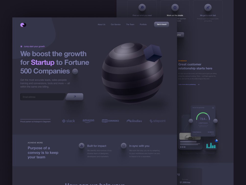 SaaS Company Landing Page UI - Dark Version