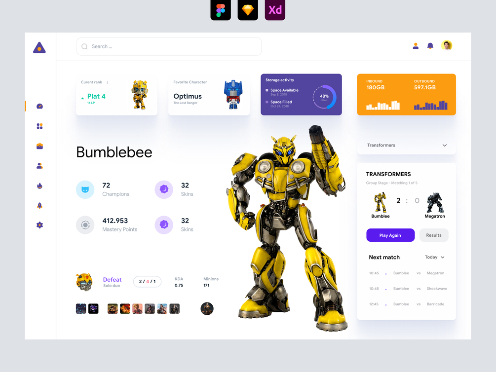 Gaming dashboard UI Concept