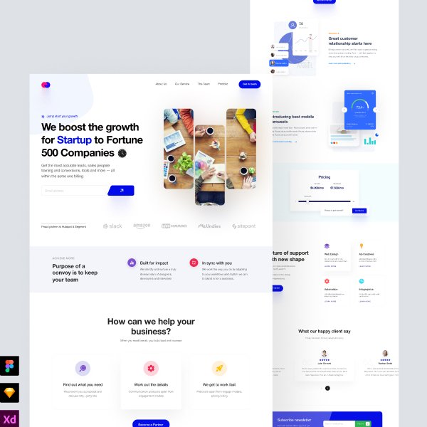 SaaS company Landing Page UI - Light