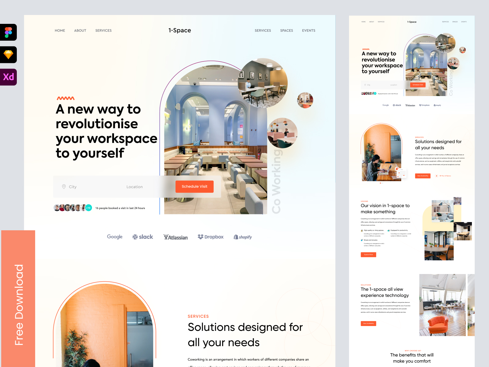 Freebie: Landing page for coworking space website
