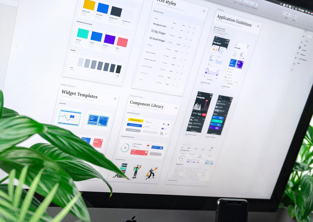 Brand guideline template for a website on an iMac screen