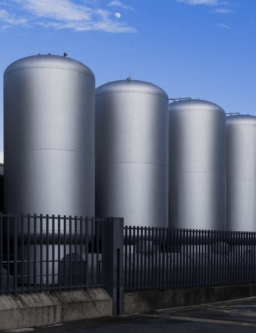 Cylinders in a factory.