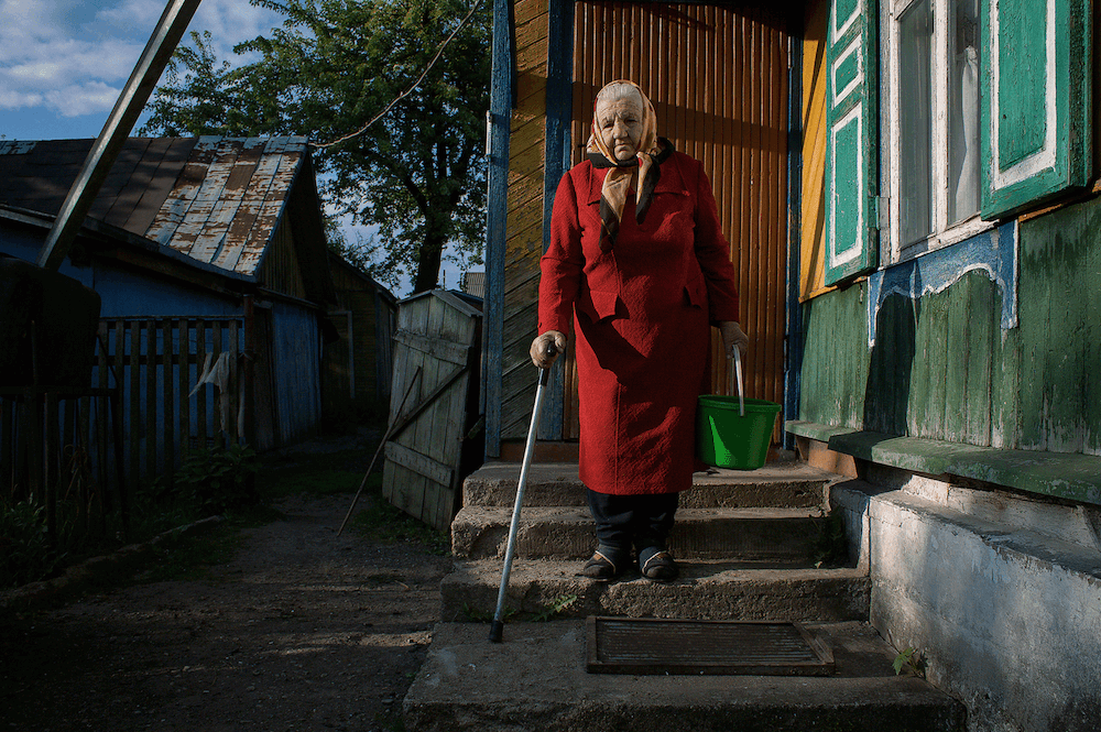 Portrait of grand mother in Belarus by photographer Krystsina Shyla