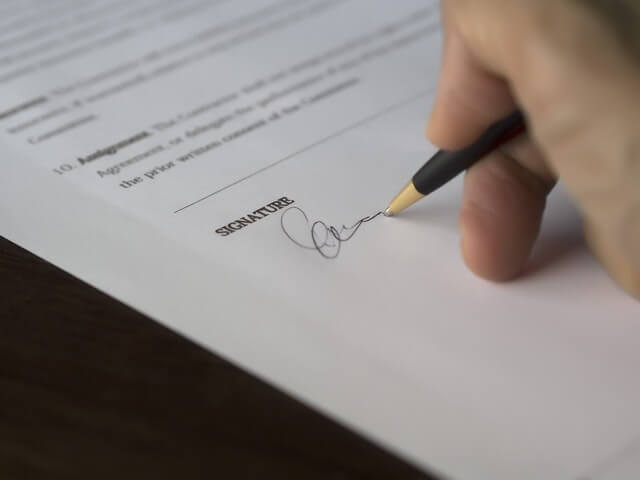 Legal document signed