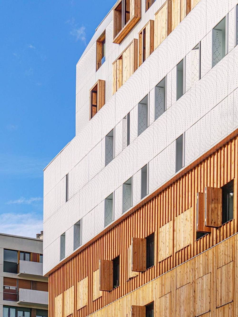 Facade of a wooden building.