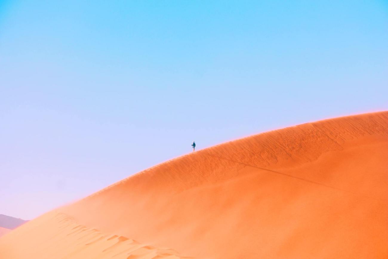 The sand dunes at the Namibian desert, after the sunrise.