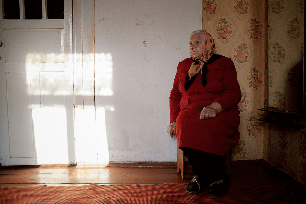 Portrait of grand mother in Belarus by photographer Krystsina Shyla