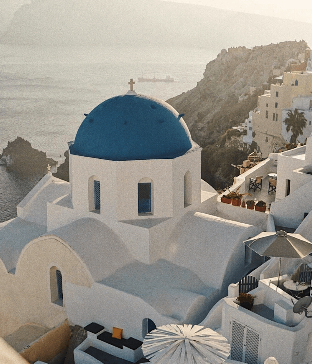 Typical white buildings on the island of Mykonos.
